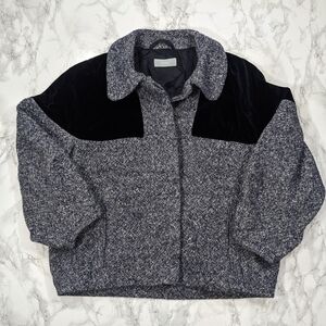 Nicole Farhi Navy Tweed and Velvet Jacket